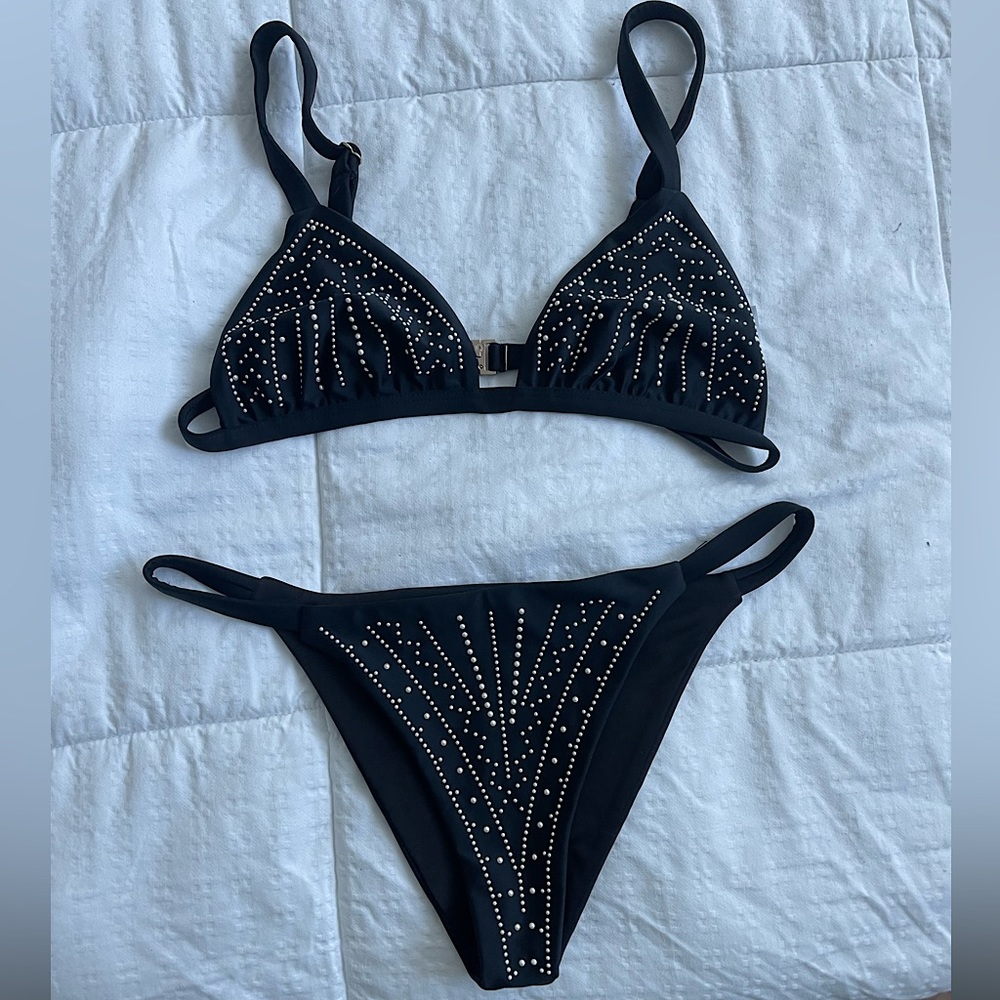 Beach Riot Black two pieces swim. Beaded